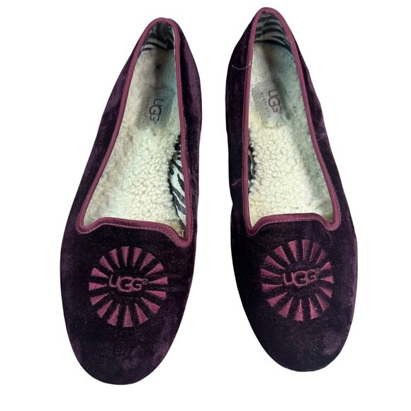 UGG Australia ALLOWAY Chocolate Brown Suede Shearling Fur Slippers Woman's 9 - Picture 2 of 15